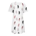 thumbnail image 4 of GHSOHS Robes for Women Robe Teen Girl Clothes Womens Short Sleeve Feather Printing Sleepshirt Scoopneck Cute Nightdress Comfy Nightgown Dress Sleepwear Robe Pajamas, 4 of 5