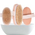 thumbnail image 3 of Dry brush body brush, soft and firm natural bristles, body exfoliating scrub brush, dry brush body brush for massage, 3 of 5