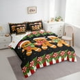 thumbnail image 3 of Homewish Children Christmas Gingerbread Man 7-Piece Bedding Comforter Set,Red Geometric Stripes King Bedding Sets,Happy Xmas Ultra Soft Bed Sheets,Ultra Soft Home Decor,Reversible, 3 of 8