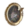 thumbnail image 3 of Marco de fotos vintage ovalado, tarjetero, decoración de flores y mariposas, marco de resina Oro, 3 of 9