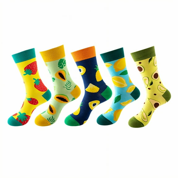 TELOLY 5Pairs Boot Socks for Women,One Size Fits Most Womens Crew Socks,Unisex Design Men Socks,Combination1