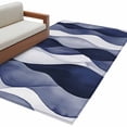 thumbnail image 2 of 4x6Ft Area Rugs Navy Blue Non-Skid Rubber Backing Large Rectangle Rugs - Living Room Bedroom Home Office, Modern Moire Abstract Ripple Geometric Indoor Floor Mat Carpets Washable Rug, 2 of 7