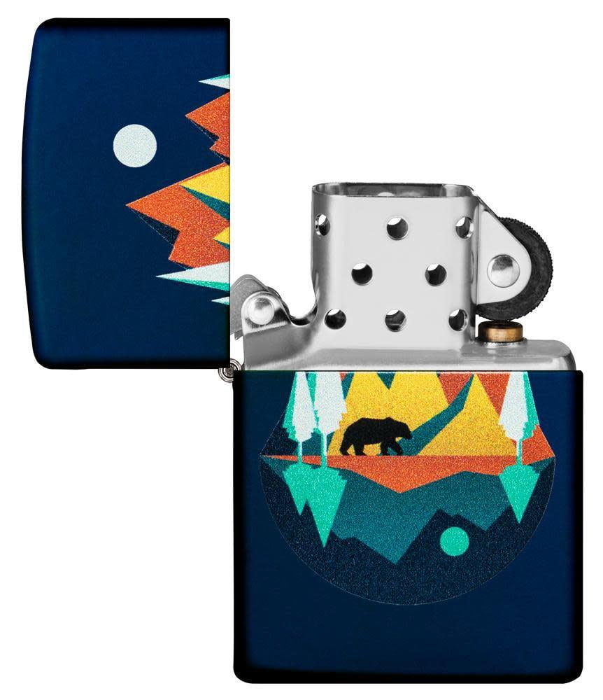Zippo Geometric Bear and Mountains Design Pocket Lighter