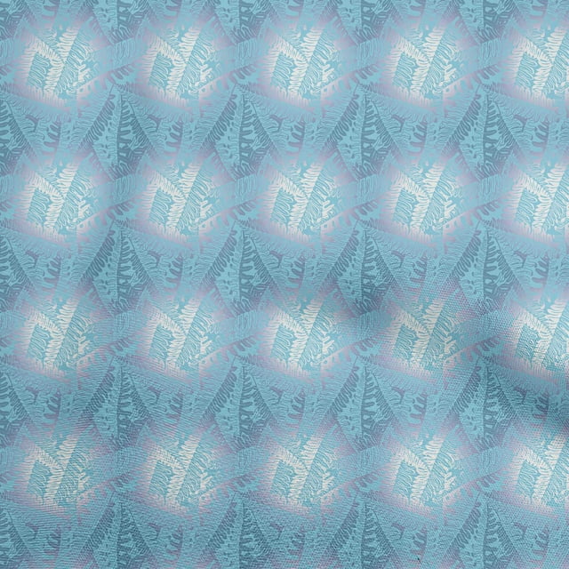 oneOone Tissu Georgette Viscose Bleu Turquoise Feuilles Matériel de Robe Tissu Imprimé Tissu au Mètre 42 Pouces de Large