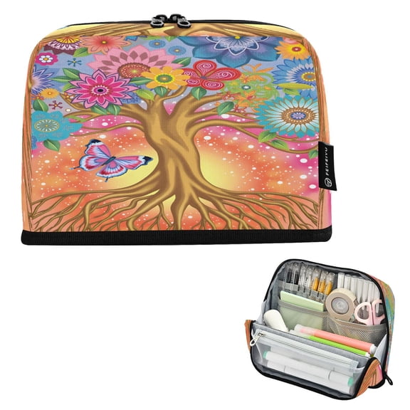 ALAZA Tree Boho Butterfly Pencil Case Pen Pouch Bag Large Capacity Organizer