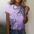 thumbnail image 2 of Tops de Ajuste Suelto para las Mujeres Sudadera Casual Impresa Manga Corta Cuello Redondo Superior, Poliéster, 2 of 5