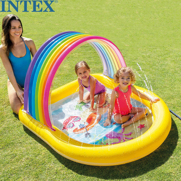 Deckon Water Spray Mat para niños Antideslizante Water Spray Mat para piscina 147 × 130 × 86CM Water Spray Play Mat - Juguetes esenciales para niños en verano (Amarillo) Kuyhfg Bienvenido a Kuyhfg