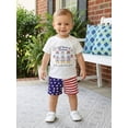 thumbnail image 4 of BemeyourBBs Toddler Baby Boys 4th of July Outfit Baby Boy Patriot 250 Anniversary USA Outfit Independence Day Summer Clothes Animal Letter Print Short Sleeve T Shirt Tops and Star Striped Shorts Set, 4 of 9