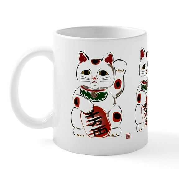 CafePress - White Maneki Neko Mug - 11 oz Ceramic Mug - Novelty Coffee Tea Cup