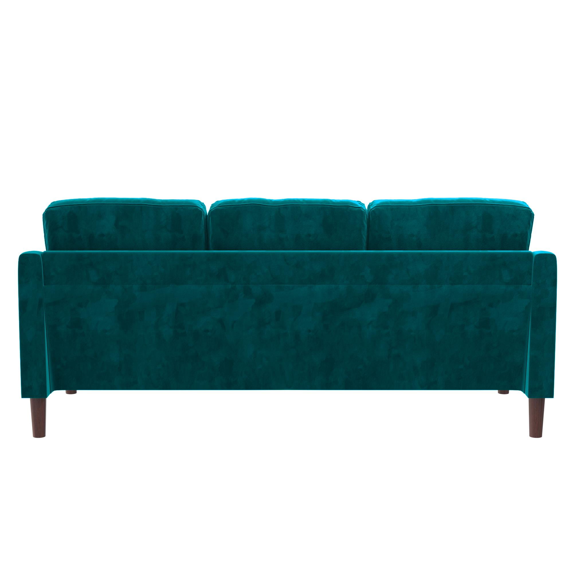 DHP Marbella 3-Seater Sofa Couch, Living Room Furniture, Green Velvet