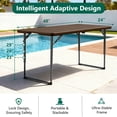 thumbnail image 3 of HOUSNIFLEX 4FT Folding Table, Adjustable Height 23–29in, Heavy Duty Portable Table, Waterproof HDPE, Fold-in-Half for Picnic & Indoor, Brown, 3 of 9