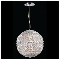 Pluto 8 Light Chrome Finish with Clear Crystal Pendant