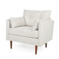 thumbnail image 2 of Noble House Grouse Fabric Tufted Club Chair with Accent Pillows, Beige and Walnut, 2 of 9