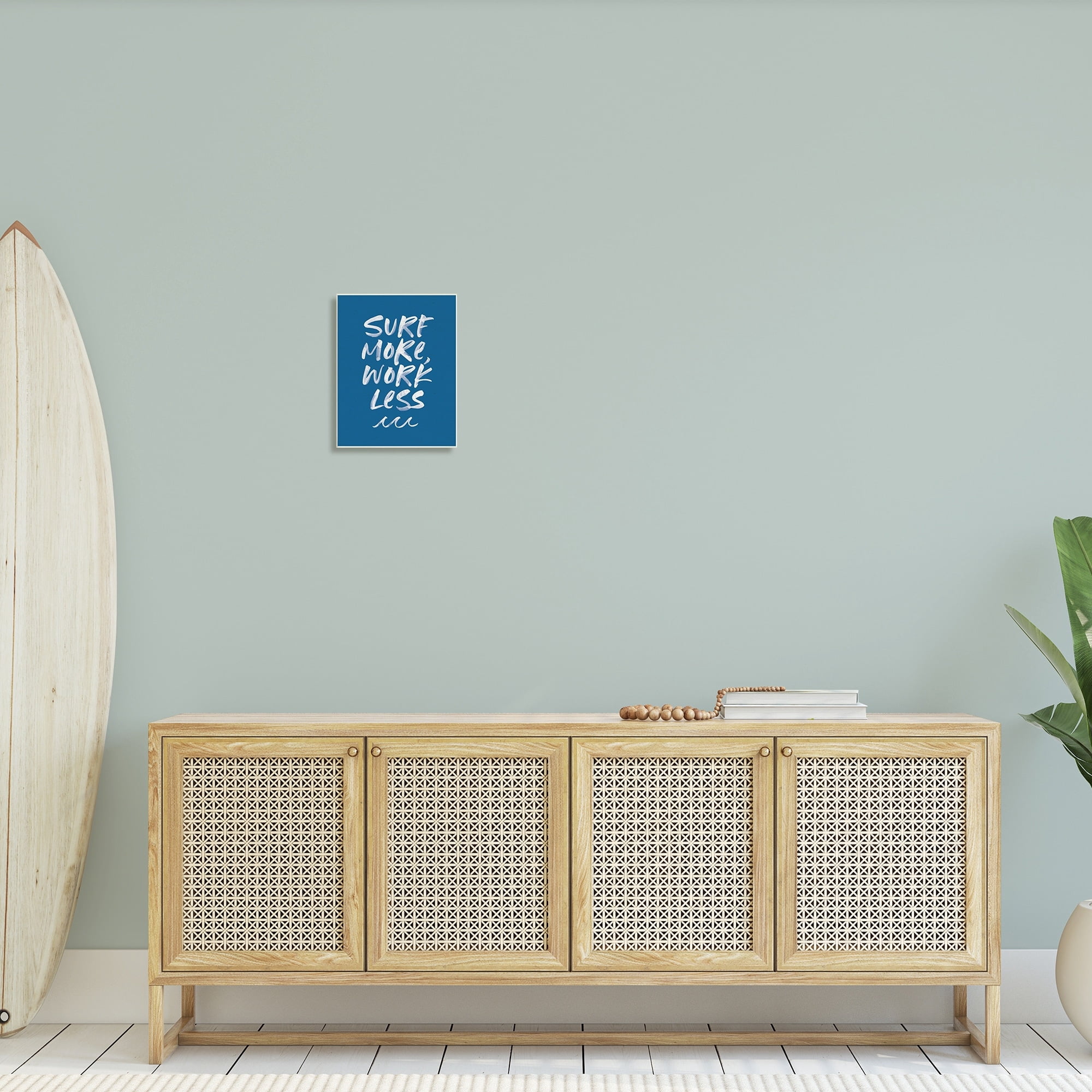 Stupell Industries Surf More Work Less Nautical Phrase Ocean Waves, 10 x 15,Design by Wild Apple Portfolio