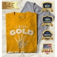 thumbnail image 2 of S4E Men's I Wear Gold For Childhood Cancer Awareness Hand Ribbon T-Shirt Large Gold, 2 of 4