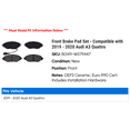 thumbnail image 2 of Front Brake Pad Set - Compatible with 2019 - 2020 Audi A3 Quattro, 2 of 2