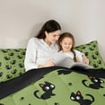 thumbnail image 4 of Castle Fairy Black Cats 7pcs Bedding Comforter Set for Children,Animal Paw Print Queen Bedding Sets Super Cozy,Black Green Queen Sheet Sets,Lightweight Room Decor, 4 of 8
