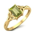 thumbnail image 2 of 0.60 Ctw Octagon Peridot 925 Sterling Silver Gold Vermeil Celtic Design Trinity Knot Women Valentines Day Gifts Ring, 2 of 3