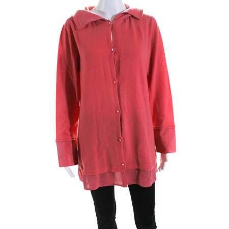 Pre-owned|Escada Womens Long Sleeve Button Front Cardigan Sweater Salmon Pink Large