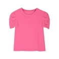 thumbnail image 5 of Efsteb Summer Shirts for Girls Fashion Puff Short Sleeve Tops Round Neck Casual Solid Color Tunic Tshirt (Hot Pink,11 Years), 5 of 9