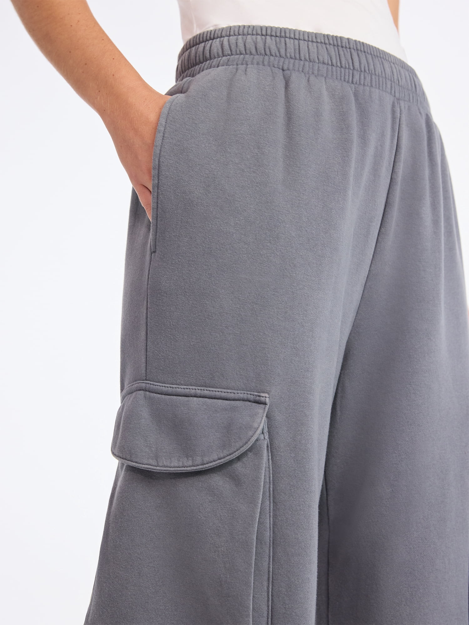 Scoop Women's and Women's Plus Utility Wide Leg Cargo Sweatpant, Sizes XS-4X
