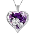 thumbnail image 1 of Juwaliy Collar de Corazón para Mujer para Hija Hermana Dije de Piedra de Nacimiento Amatista Morada de Plata Esterlina 925 Joyería Febrero Cumpleaños Navidad Regalo Mother's Day, 1 of 7