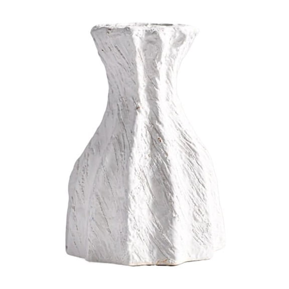 Irregular White Ceramic Vase Vintage Rough Flower Arrangement Desktop Decor