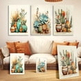 thumbnail image 3 of [2D Flat] [Succulent Plant Art Paintings] 3pcs Frameless Wrapped Canvas Succulent Plant Art Paintings| Southwest Style Wall Decor, Green and Orange, Cactus, Neutral Home Decor, Wrapped Pine Frame, P, 3 of 4