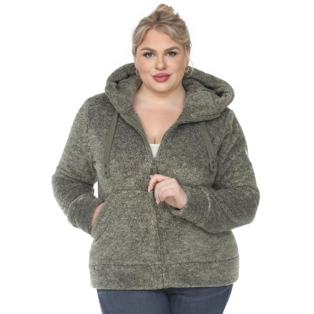 White Mark Veste Sherpa à Capuche pour Femmes