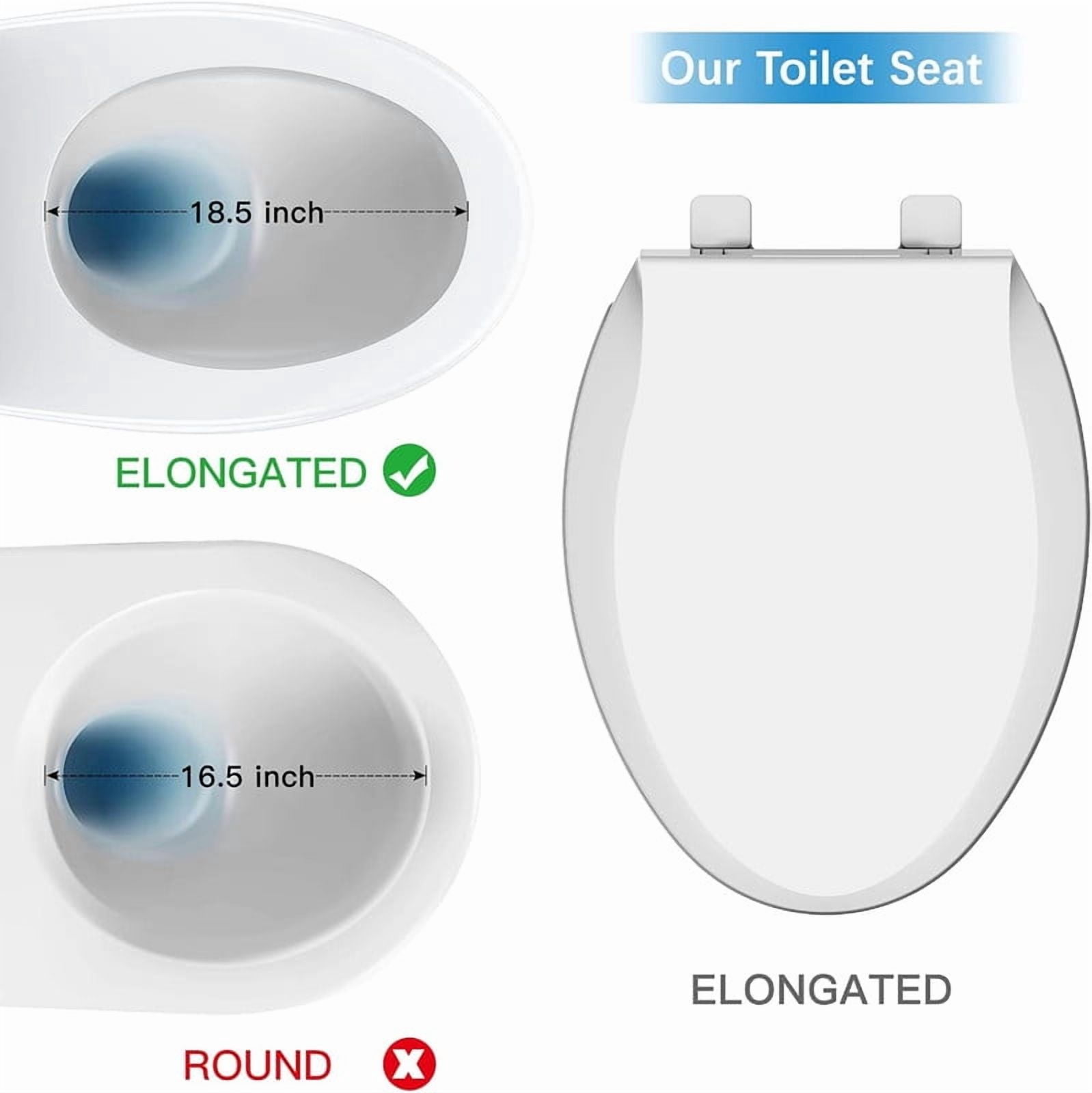 Towallmark Toilet Seat, 19 Inch Soft Close Elongated Toilet Lid With Cover, Easy Installation PP Material, Quiet Slow Close Ergonomic Design, White