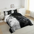 thumbnail image 4 of Black and White Wolf Comforter Set for Wolf Lovers Bedding Sets Full, Moon Wolves Design Bed Comforter Set Adults 3D Digital Animal Duvet Set Soft Microfiber Quilt for All Season, 4 of 6