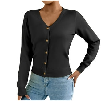 Crop Ruffle Trim Cardigan Small / Black