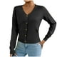 thumbnail image 2 of Suéter de cuello en V para mujer, suéter de punto de color liso con cuello en V, cárdigan con botones, blusa para mujer, 2 of 8
