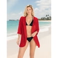 thumbnail image 5 of HAPPY BAY Women's Chiffon Summer Beach Open Front Vintage Kimono Beachwear Duster Cardigans for Women L Red, Plain, 5 of 5