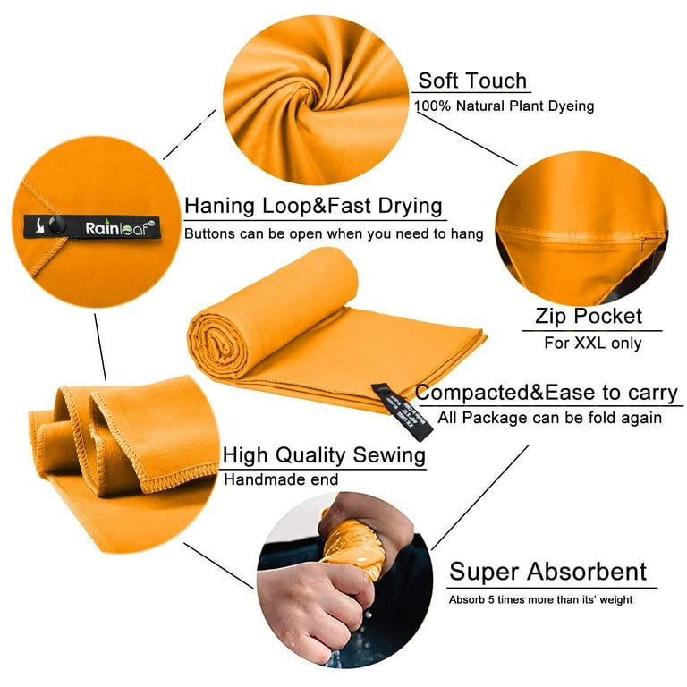 Rainleaf Microfiber Towel Orange 30 X 60 Inches Walmart