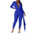 thumbnail image 5 of Ahabrexf Sets for Women Sexy Jumpsuits for Women Women's Solid Color Sexy V-Neck High Elasticity Jumpsuit Set Sexy Jumpsuits for Women, 5 of 7