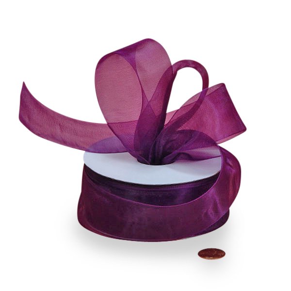 3/8" X 25 Yards Plum Shimmer Sheer Ribbon by Paper Mart