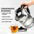 thumbnail image 4 of OVENTE Electric Kettle with 1.7L Borosilicate Glass, 1500W Instant Water Boiler and Heater for Coffee or Tea, BPA Free, Easy to Fill Lid, Auto Shut-Off and Boil Dry Protection, Silver KG612S, 4 of 5