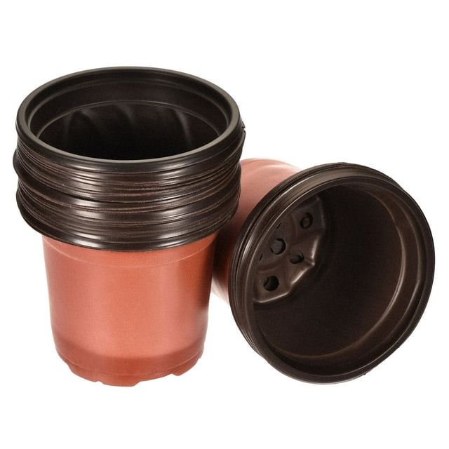 Unique Bargains 4.3' Plastic Plant Nursery Pots Starting Planter Container, Red 25 Pack