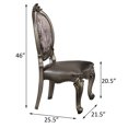 thumbnail image 4 of Antique Platinum Side Chairs (Set of 2) - Silver Floral Fabric &amp; Faux Leather, Traditional Dining Room Seating, Nailhead Trim, Poplar Wood Frame, Oval Back, 21.5"W x 46.5"H, 4 of 6