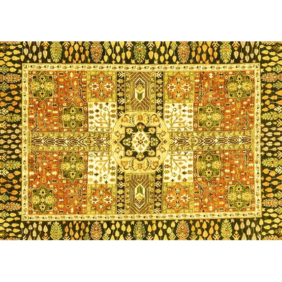 Ahgly Company Indoor Rectangle Abstract Yellow Modern Area Rugs, 7' x 9'
