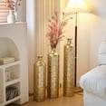 thumbnail image 5 of Handcrafted Metal Floor Vase with Golden Scales, Large Flower Vase(Set Of 3), 5 of 7