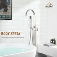 thumbnail image 3 of CASAINC Single-Handle Floor-Mounted Bathtub Faucet High Flow Bathroom Tub Filler with Hand Shower, Brushed Nickel, 3 of 10
