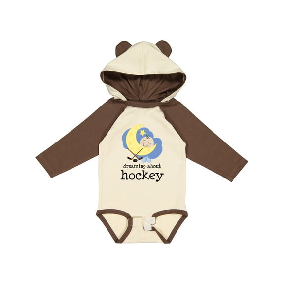 Inktastic Dreaming About Hockey Boys or Girls Long Sleeve Baby Bodysuit