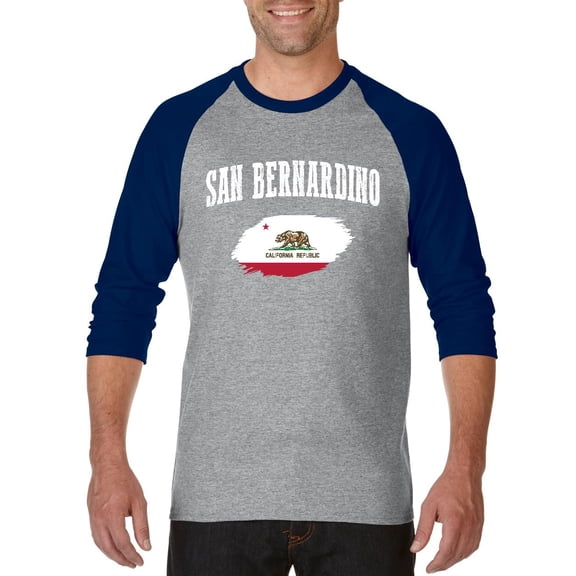 MmF - Mens Raglan Sleeve Baseball T-Shirts, up to Size 3XL - San Bernardino