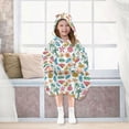 thumbnail image 7 of Dailycode Wearable Blanket Hoodie Oversized Sherpa Flannel Blankets with Pocket for 3-14 Year Old Coconut Tree and Fruit, 7 of 7
