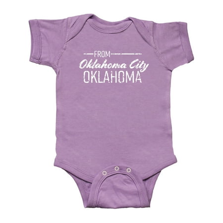 

Inktastic From Oklahoma City Oklahoma in White Distressed Text Gift Baby Boy or Baby Girl Bodysuit