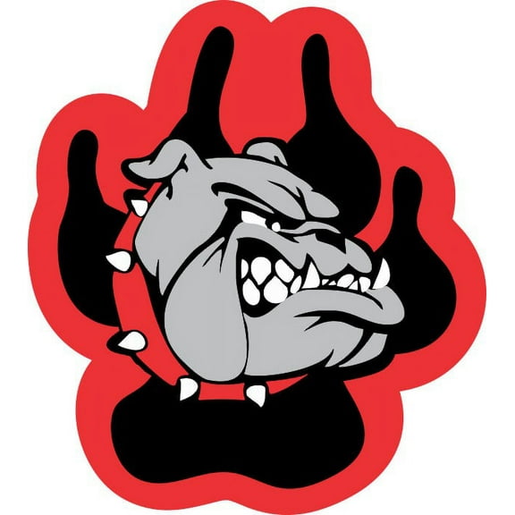 4in x 4.5in Red and Black Bulldog Paw Sticker