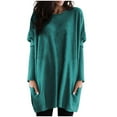 thumbnail image 2 of YEJIMAN Long Sleeve T-shirt, Blue Cute T Shirts, Women's Round Neck Long Sleeve Tops Plus Size Shirts Lightweight Sweatshirts Loose Casual Tunic with Pockets Blouses, Big & Tall, 2 of 6