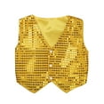 thumbnail image 4 of TiaoBug Boy Girl Glittery Sequined Vest Jazz Hip-hop Dance Costume Jacket Waistcoat Top Gold 7-8, 4 of 7